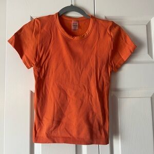 Aritzia Sunday Best Ribbed Tee Burnt Orange